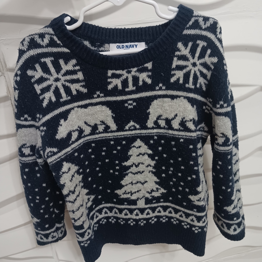 Old Navy Winter Pattern Sweater in Navy and Cream